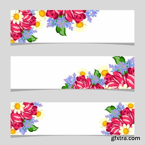 Collection of banners with flowers pattern example 25 EPS