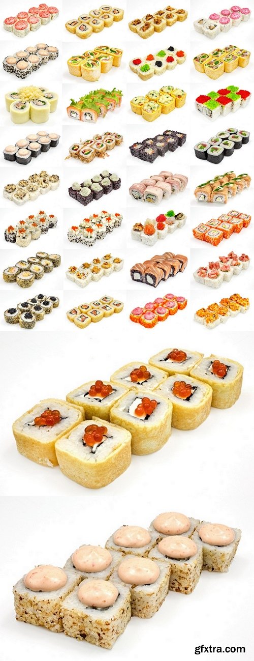 Japanese seafood sushi , roll on a white, isolated