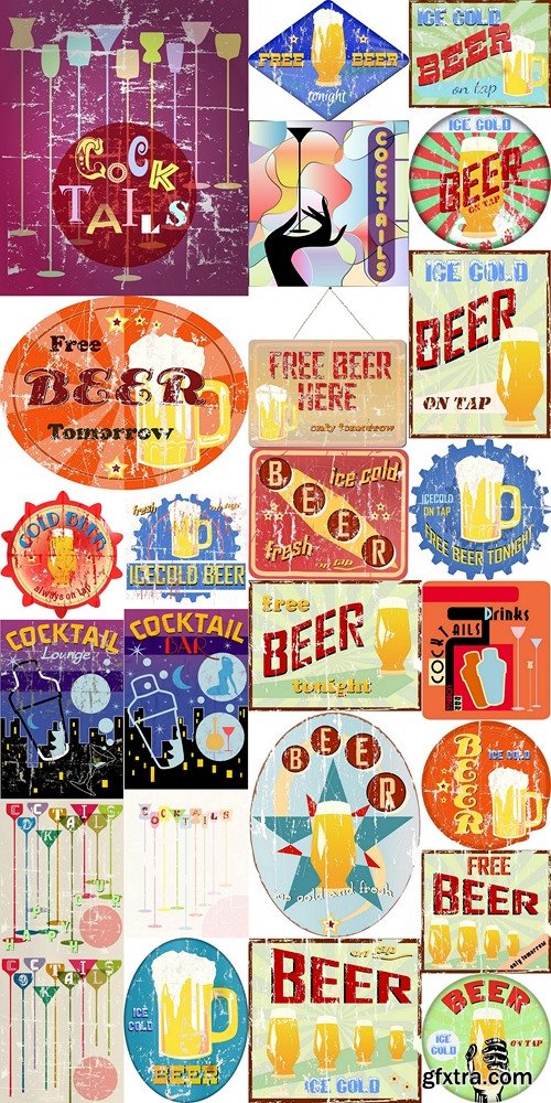 Retro beer advertising enamel sign, vector 2