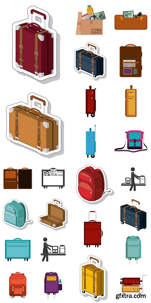 Travel big suitcase brown opened with handle vector illustration