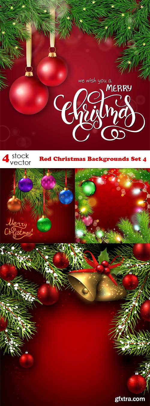 Vectors - Red Christmas Backgrounds Set 4