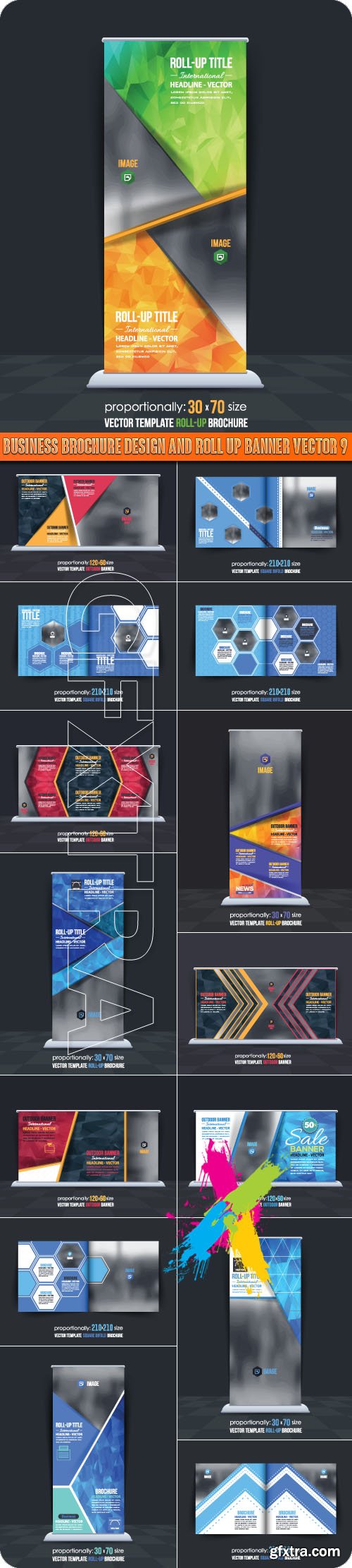 Business Brochure Design and Roll up banner vector 9