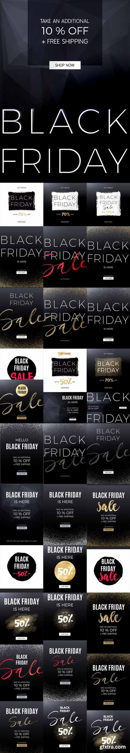 Vector Set - Black Friday design for advertising, banners, leaflets and flyers