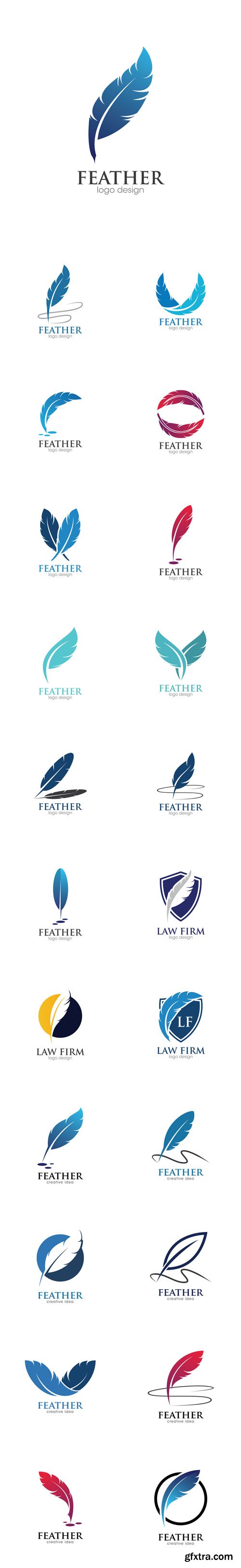 Vector Set - Feather Creative Concept Logo Design Template