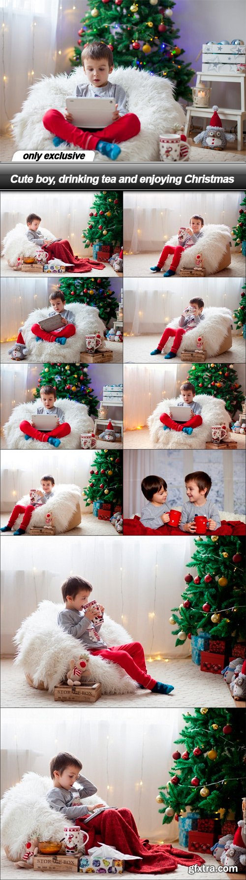 Cute boy, drinking tea and enjoying Christmas - 10 UHQ JPEG