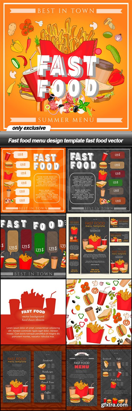 Fast food menu design template fast food vector - 9 EPS