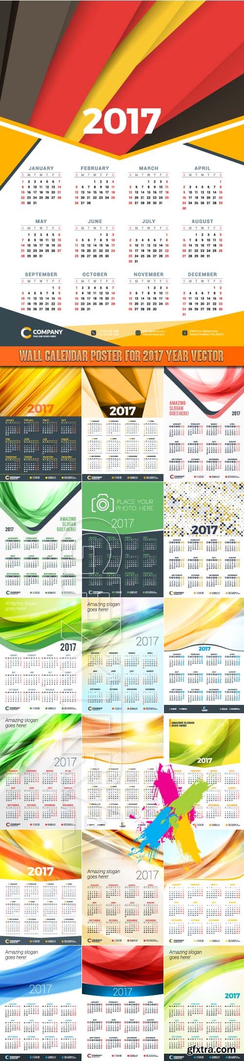 Wall Calendar Poster for 2017 Year vector