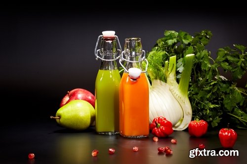 Collection of freshly squeezed juice from fruit and vegetables 25 HQ Jpeg