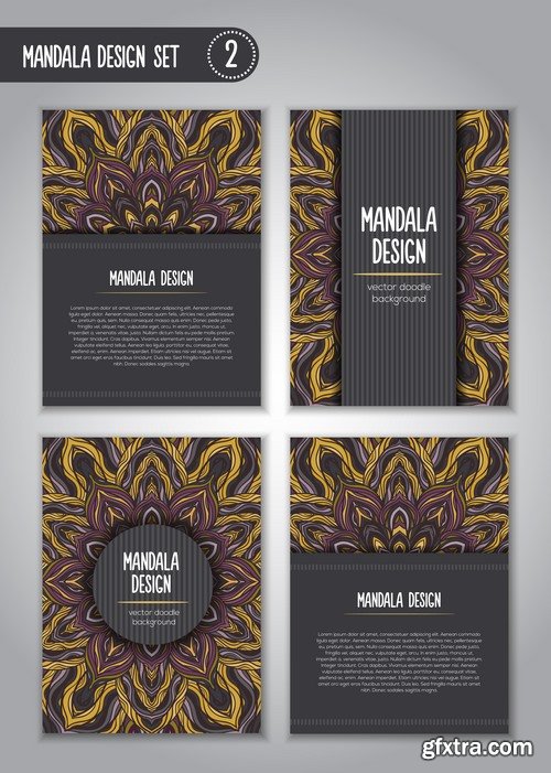 Collection business card mandala ornament flyer banner indian ethnic pattern 25 EPS