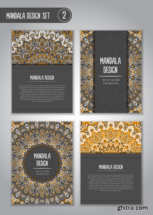 Collection business card mandala ornament flyer banner indian ethnic pattern 25 EPS