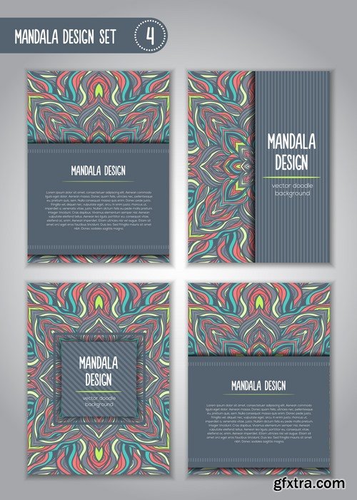 Collection business card mandala ornament flyer banner indian ethnic pattern 25 EPS