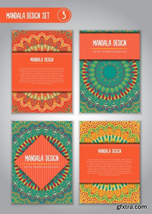 Collection business card mandala ornament flyer banner indian ethnic pattern 25 EPS