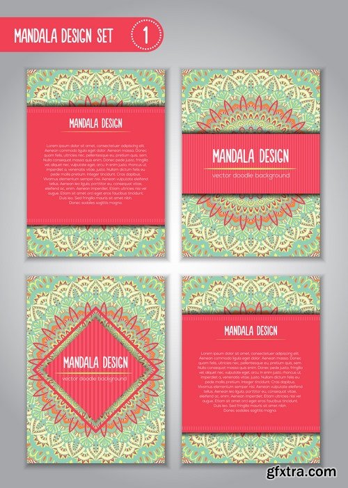 Collection business card mandala ornament flyer banner indian ethnic pattern 25 EPS