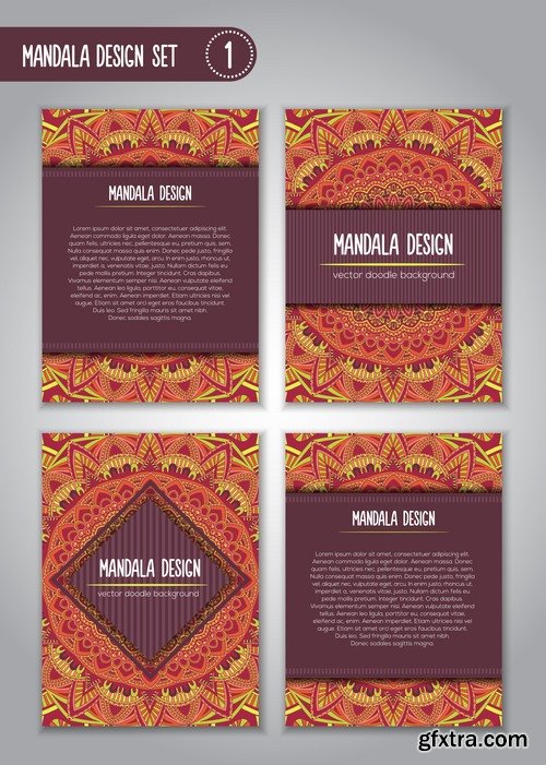 Collection business card mandala ornament flyer banner indian ethnic pattern 25 EPS