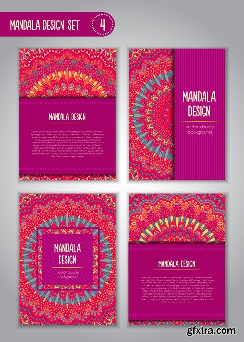 Collection business card mandala ornament flyer banner indian ethnic pattern 25 EPS