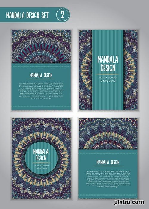 Collection business card mandala ornament flyer banner indian ethnic pattern 25 EPS