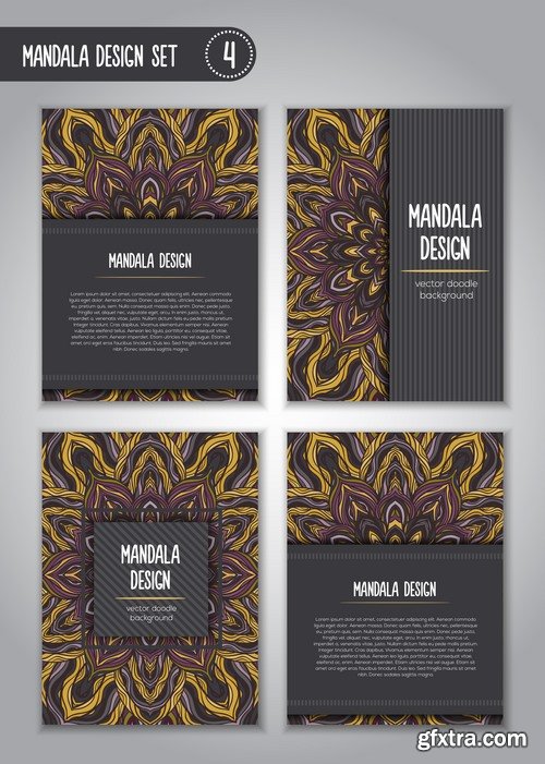 Collection business card mandala ornament flyer banner indian ethnic pattern 25 EPS