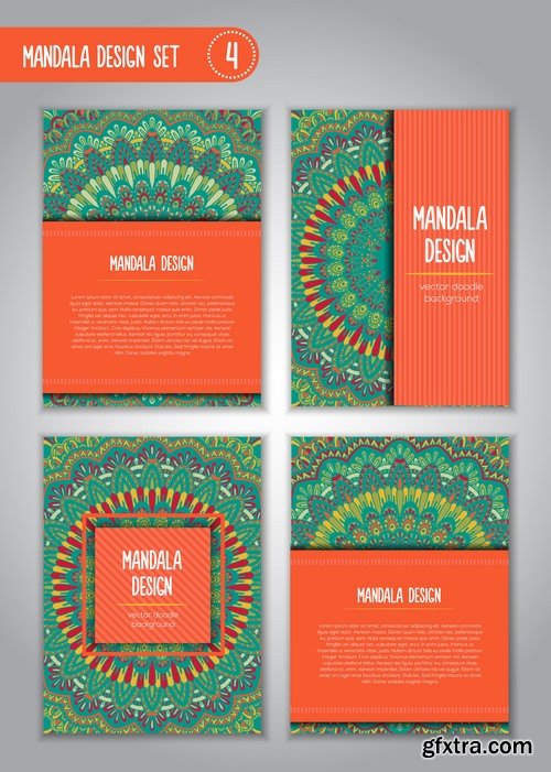 Collection business card mandala ornament flyer banner indian ethnic pattern 25 EPS