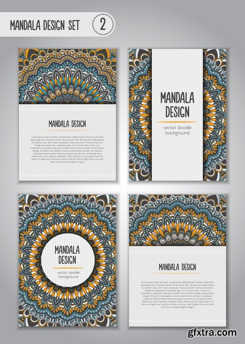 Collection business card mandala ornament flyer banner indian ethnic pattern 25 EPS