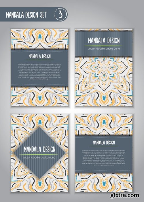 Collection business card mandala ornament flyer banner indian ethnic pattern 25 EPS