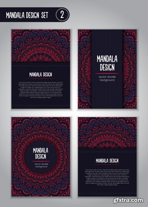 Collection business card mandala ornament flyer banner indian ethnic pattern 25 EPS