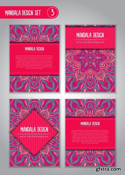 Collection business card mandala ornament flyer banner indian ethnic pattern 25 EPS