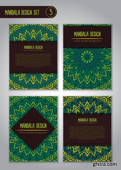 Collection business card mandala ornament flyer banner indian ethnic pattern 25 EPS