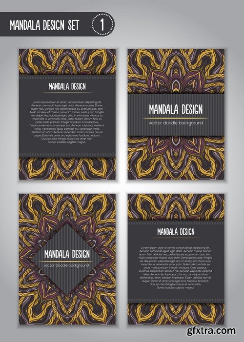 Collection business card mandala ornament flyer banner indian ethnic pattern 25 EPS