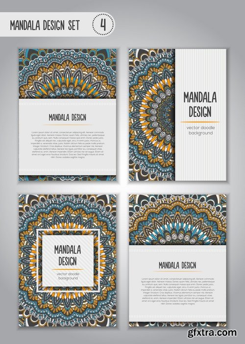 Collection business card mandala ornament flyer banner indian ethnic pattern 25 EPS