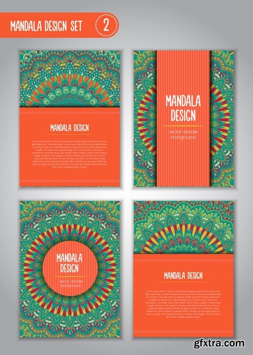 Collection business card mandala ornament flyer banner indian ethnic pattern 25 EPS