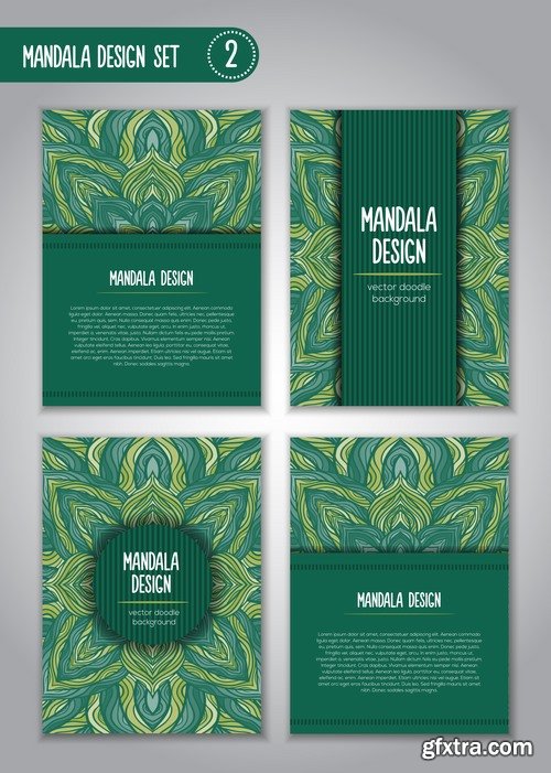 Collection business card mandala ornament flyer banner indian ethnic pattern 25 EPS