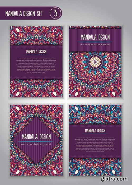 Collection business card mandala ornament flyer banner indian ethnic pattern 25 EPS