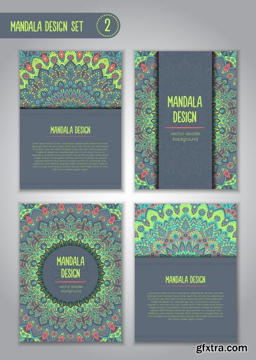 Collection business card mandala ornament flyer banner indian ethnic pattern 25 EPS