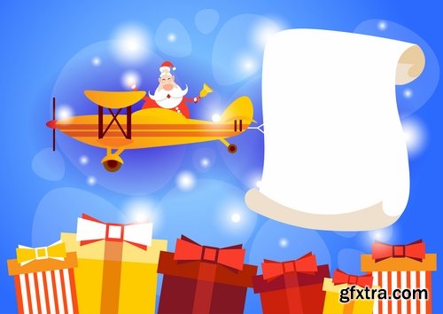 Collection high-tech quadrocopter delivery gift for a new Santa Claus Christmas elf 25 EPS