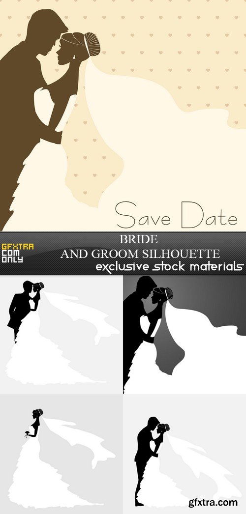 Bride and Groom Silhouette - 5xEPS