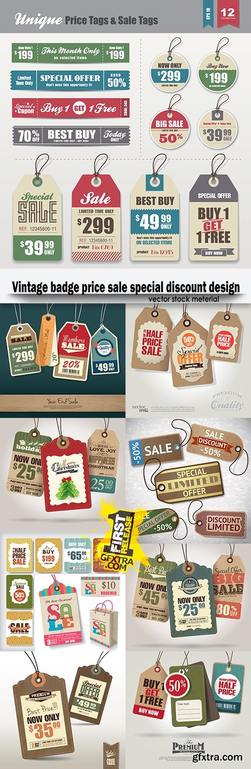 Vintage badge price sale special discount design