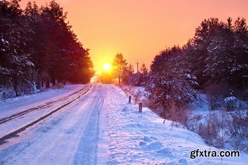 Collection of winter forest snow tree sunrise snowfall 3-25 HQ Jpeg