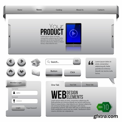 Collection sample website design element banner button template 25 EPS