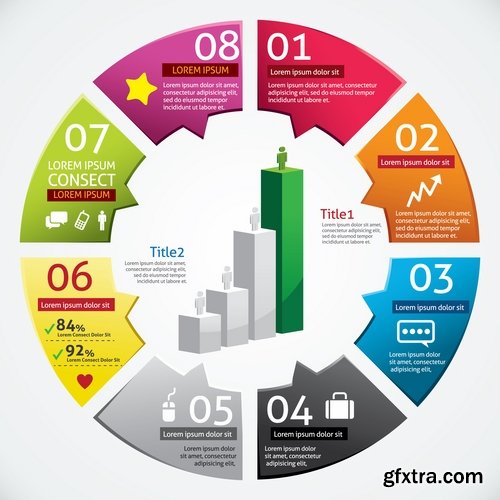 Collection of business infographics template is an example of a web site is a step by step calculation 6-25 EPS