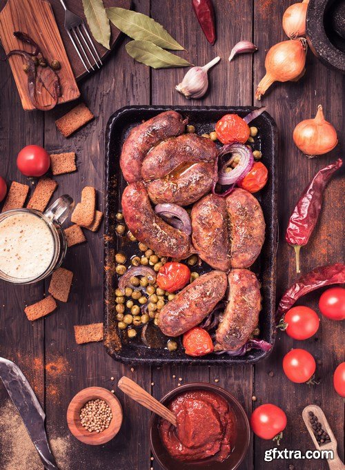 Tasty homemade sausages - 20xUHQ JPEG Photo Stock