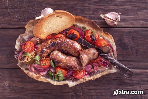 Tasty homemade sausages - 20xUHQ JPEG Photo Stock