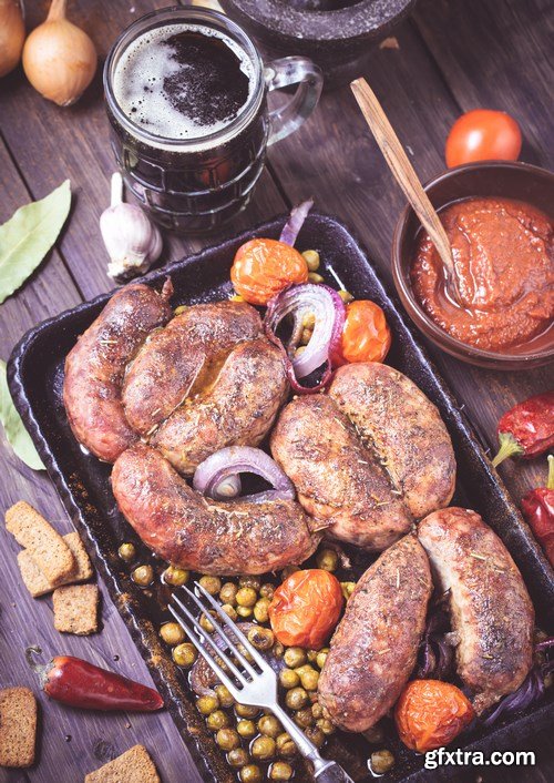 Tasty homemade sausages - 20xUHQ JPEG Photo Stock