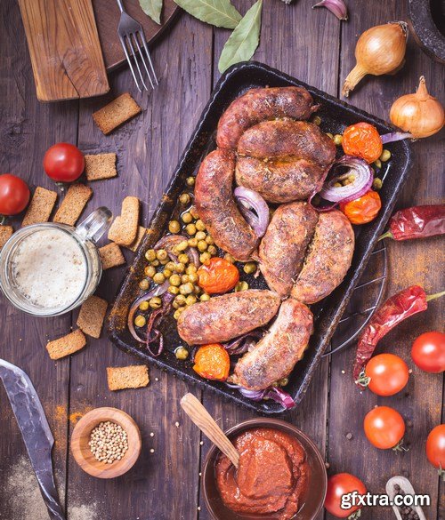 Tasty homemade sausages - 20xUHQ JPEG Photo Stock