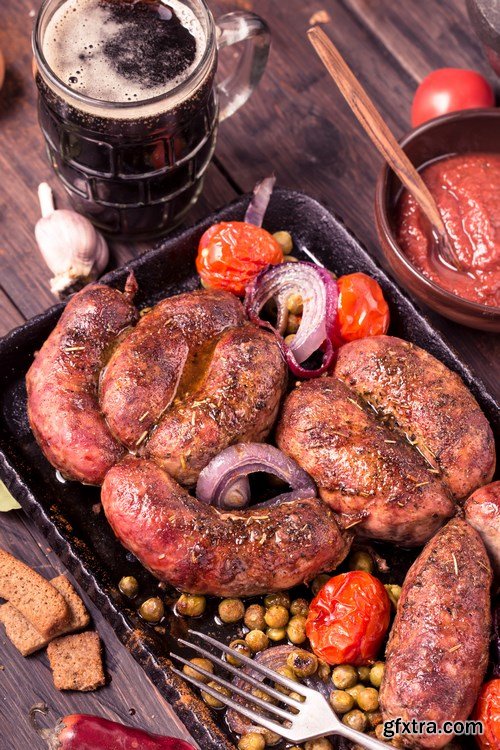 Tasty homemade sausages - 20xUHQ JPEG Photo Stock