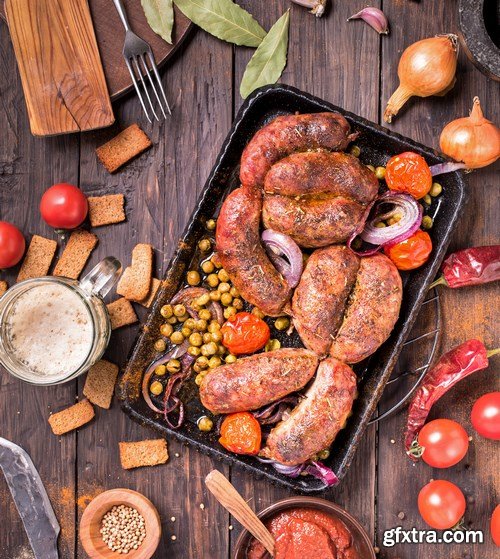 Tasty homemade sausages - 20xUHQ JPEG Photo Stock