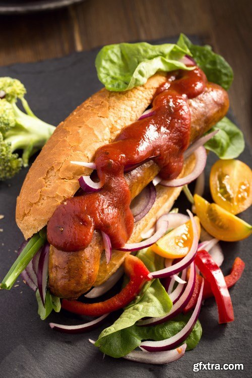 Tasty homemade sausages - 20xUHQ JPEG Photo Stock