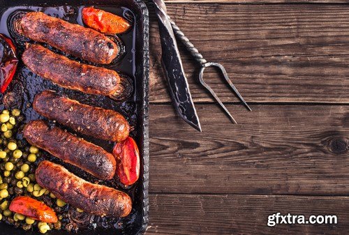 Tasty homemade sausages - 20xUHQ JPEG Photo Stock