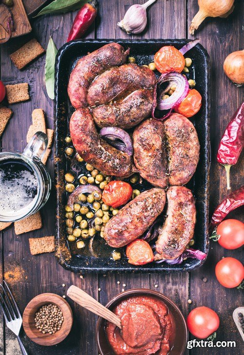 Tasty homemade sausages - 20xUHQ JPEG Photo Stock