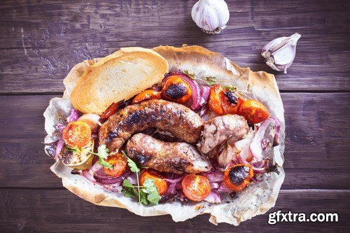 Tasty homemade sausages - 20xUHQ JPEG Photo Stock