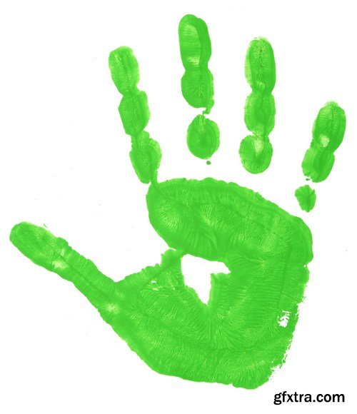 Children's hands in colored paint - 18xUHQ JPEG Photo Stock